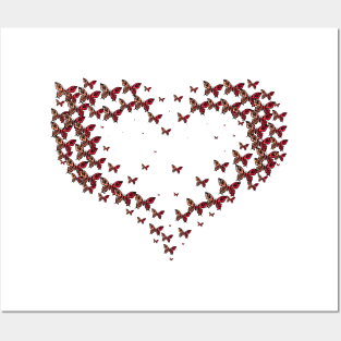 Vibrant Pink-Red Butterfly Heart Posters and Art